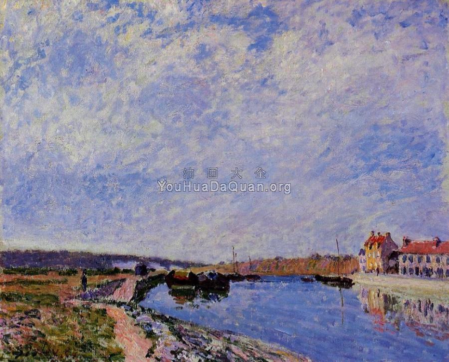 The Barge Port and Saint-Mammes - 阿尔弗莱德·西斯莱